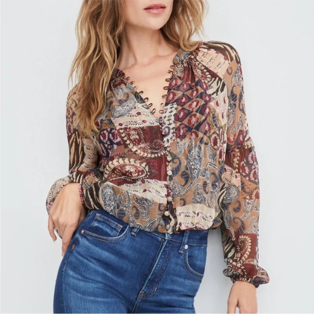 Veronica Beard Brown Multi Jayce Patchwork Paisle… - image 2